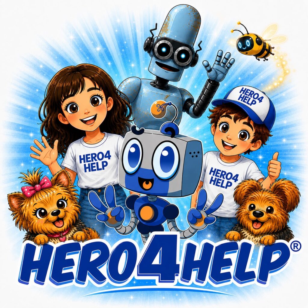 Familia Hero4Help formada por Ami, Baru, Luz, Alex, Kira y Jeyko